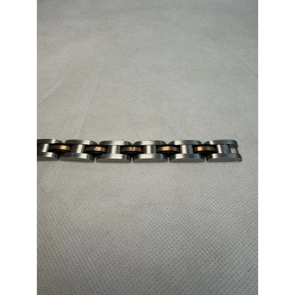 BI Baroni Stainless Steel Men's Link Bracelet  Band Two Tone Silver Gold